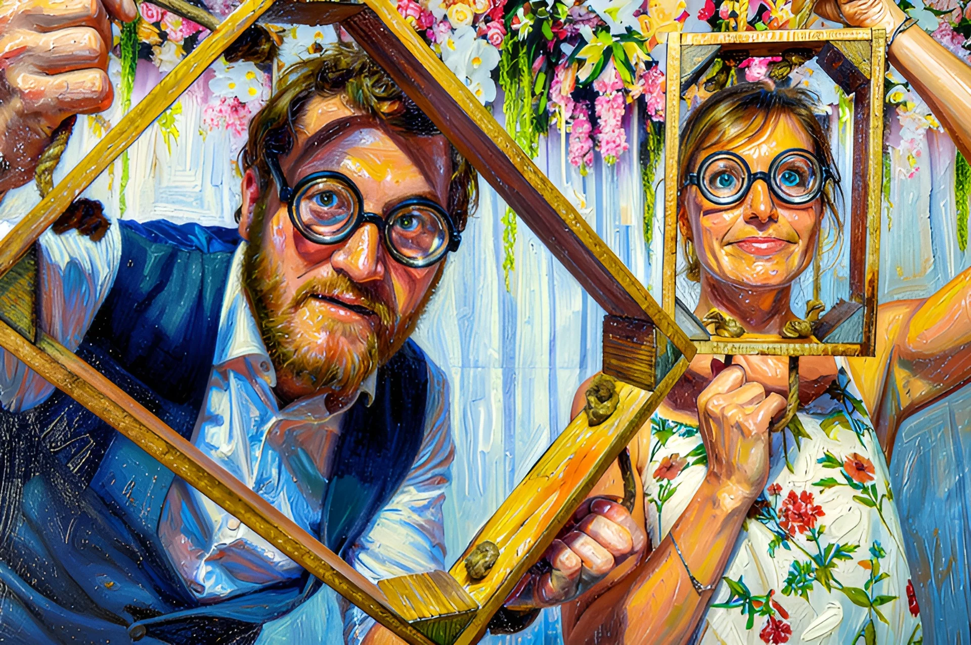 Fotobox Berlin KI Stil Ölgemälde - Team als gemaltes Porträt