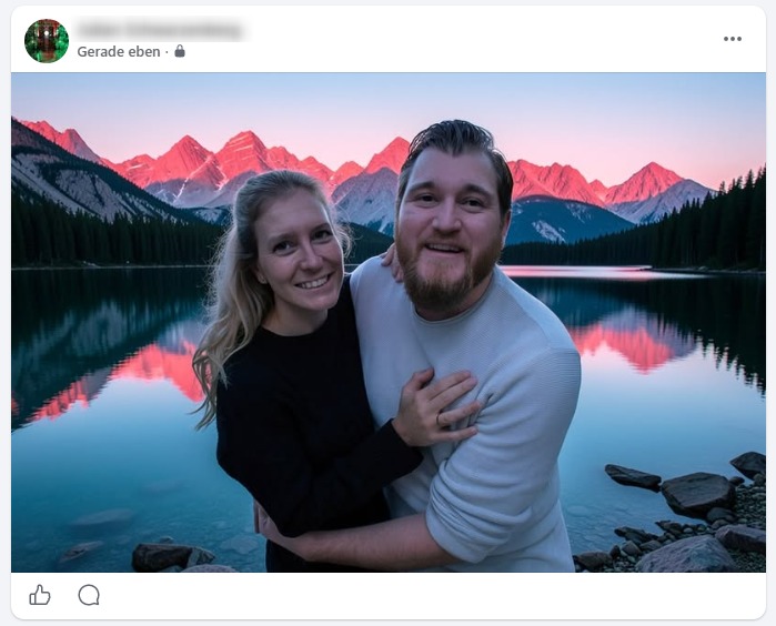 Derselbe Facebook-Beitrag ohne Markierung, kein Hinweis sichtbar